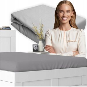Jersey Hoeslaken 80x160cm - 100% Katoen, Dik, Lichtgrijs