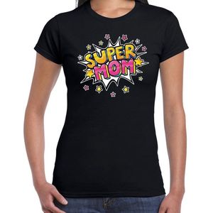 Super mom cadeau t-shirt zwart voor dames - mama jarig /  kado shirt / outfit XXL