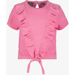TwoDay geknoopt meisjes T-shirt met ruches roze - Maat 92