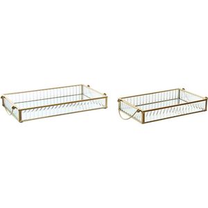 Set van trays DKD Home Decor Spiegel Gouden Metaal 2 Onderdelen Glam (31 x 18 x 5 cm)