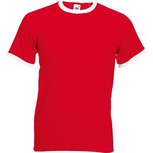 Fruit Of The Loom Heren Ringer T-shirt met korte mouwen (Rood/Wit)