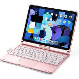 Toetsenbord Case Geschikt Voor Apple iPad Air 2024 (11 Inch) Air 2020/2022 (10.9 Inch) - Bluetooth Toetsenbord Hoes - 360 graden draaibaar met Touchpad Muis - Rosé Goud