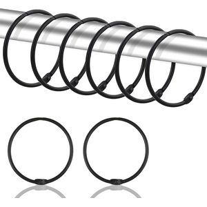 24 stuks gordijnringen 50 mm - Metalen klemmen voor gordijnen - Zwart