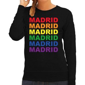 Regenboog Madrid gay pride / parade zwarte sweater voor dames - LHBT evenement sweaters kleding M