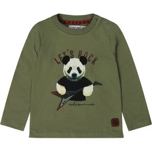 Dirkje - T-shirt - Panda - Let's - Rock - Faded - Green - Maat 56
