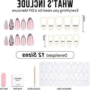 24 Stuks Luipaardprint Franse Nepnagels met Lijm - Kort Design - Nagelstyling Accessoires