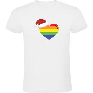 Regenboog hartje Heren T-shirt - kerst - feest - lgbtq - gay - pride - kerstmis