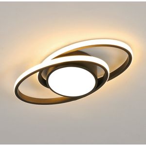 Delaveek-Ovale moderne LED plafondlamp - 39W 4390lm- Warm wit 3000K - Dia 39cm-Zwart