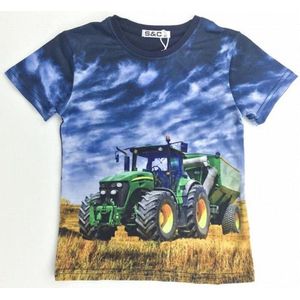 S&C Tractor T-shirt H59 - Blauw - John Deere - Maat 122/128