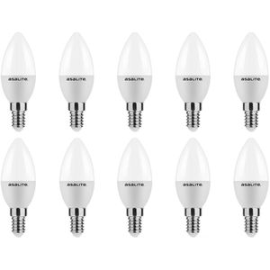 Asalite - LED Lamp C37 - E14 Fitting - Warm Wit Licht - 6W = 40W - 510 Lumen - 10 stuks