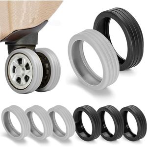 Bagagewielhoezen - Set van 8 stuks - Siliconenbeschermers - Zwart Grijs