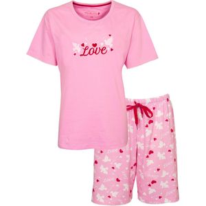 Tenderness Dames Shortama - Pyjama Set - Katoen - Roze - Maat L