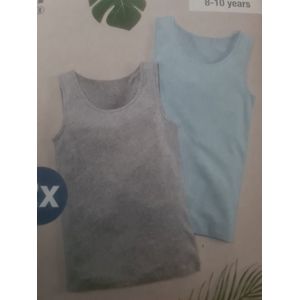 Pepperts Jongens Onderhemd - 2 stuks - 134/140 - Grijs/lichtblauw