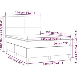 vidaXL - Boxspring - met - matras - kunstleer - wit - 140x190 - cm