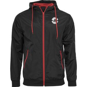 FitProWear Windrunner  Heren - Maat L - Zwart/Wit - Seizoensjas - Regenjas - Windjas - Sportjas - Hardloopjas - Jacket - Jas Nylon - Herfstjas - Voorjaarsjas