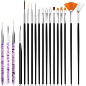 18-delige nagelkwastenset voor nageldesign - Professionele acryl en gel nail art penselen