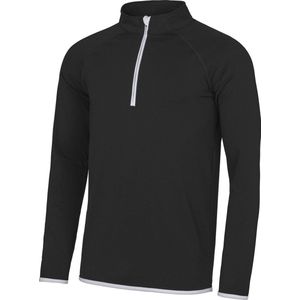 Awdis Gewoon Cool Mens Half Zip Sweatshirt (Jet Zwart / Arctisch Wit)