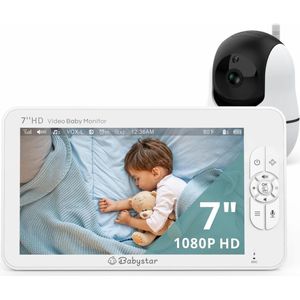 Babyfoon met Camera 7 Inch, HD 1080p Video, Infrarood Nachtzicht, Twee-Weg Audio, Temperatuur Sensor, Lange Batterijduur