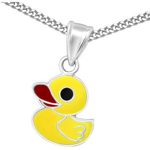 Amanto Kids Ketting Chano - 925 Zilver E-Coating - Eendje - 10x14mm - 38cm