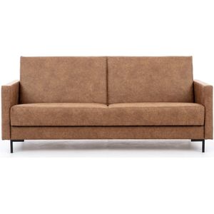 Solvo A - slaapbank -3-zitsbank voor woonkamer, moderne bank - sofa met slaapfunctie - 203x90x93cm- zwarte metalen poten 15 cm - ruin (camel) - Maxi Maja