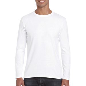 Basic heren t-shirt wit met lange mouwen - Herenkleding - herenshirt met lange mouw XL