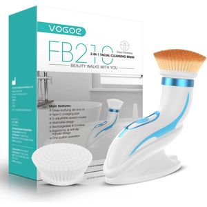 Elektrische Gezichtsreinigingsborstel - Oplaadbare, Waterdichte en Draaibare Borstel met 2 Snelheden en 2 Opzetborstels voor Diepe Reiniging