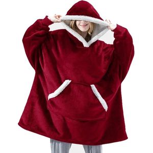 Super Comfy Fleece Hoodie – Trui en Deken in één – Unisex – Rood