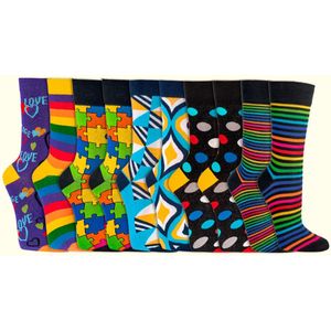 Sokken pakket | Grappige sokken | Dames & Heren | Thema: Kleurrijk | Diverse maten | 10 paar