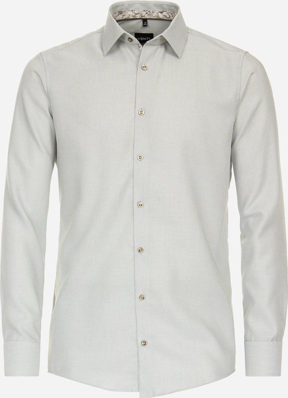 VENTI modern fit overhemd - dobby - groen - Strijkvrij - Boordmaat: 44