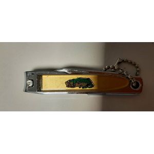 Superdoll nagelknipper trio - nagelschaar - zakmesje - opener - fish - bruin groen - vis - sleutel - 6,5 cm