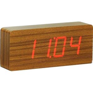 Gingko Wekker - Alarmklok Slab Click Clock Teak- rode LED