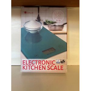 Impuls Digitale Precisie Keukenweegschaal - Glazen weegplatform - Tot 5kg - Blauw