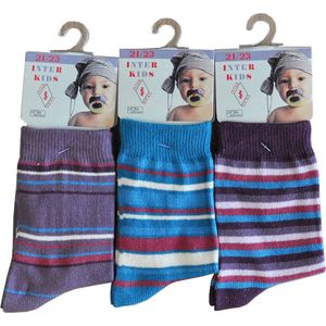 Baby - kinder sokjes stripes - 19/20 - meisjes - 90% katoen - naadloos - 12 PAAR - chaussettes socks