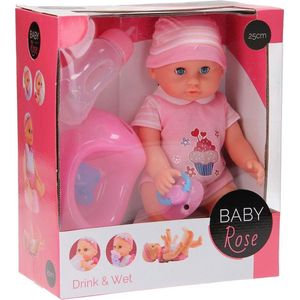 Baby Rose drink- en plaspop 25cm - Babypop