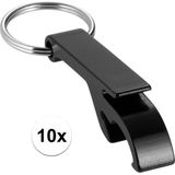 10x Flesopener sleutelhanger - zwart - opener