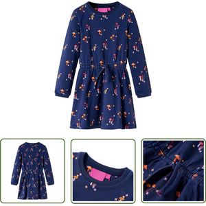 vidaXL Meisjesjurk - Kinderjurk - Kinderjurkje 128 marineblauw - Blauwe Jurk - Zomerjurk - Schooluniform