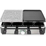 Nedis Gourmet / Raclette - Grill / Steen - 8 Personen - Spatel - Temperatuurinstelling - Anti-aanbak laag - Rechthoek