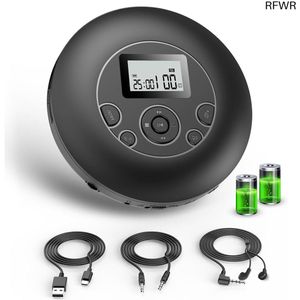 RFWR® Draagbare CD-speler met Oplaadbare Batterij en AUX, Anti-Skip en Grote Knoppen