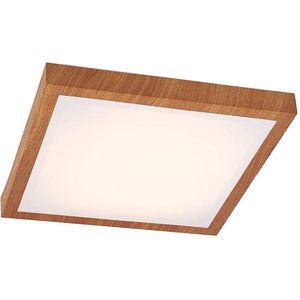 Lindby - LED plafondlamp - 1licht - ijzer, aluminium, kunststof - H: 8 cm - licht hout, wit - Inclusief lichtbron
