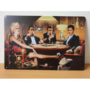 Marilyn Elvis James dean Bogart Poker tafel Reclamebord van metaal METALEN-WANDBORD - MUURPLAAT - VINTAGE - RETRO - HORECA- BORD-WANDDECORATIE -TEKSTBORD - DECORATIEBORD - RECLAMEPLAAT - WANDPLAAT - NOSTALGIE -CAFE- BAR -MANCAVE- KROEG- MAN CAVE