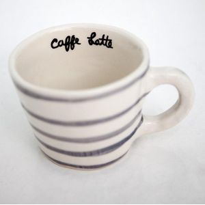 Set van 2 - Cup latte grey stripes - handgemaakt - duurzaam - Agneta Livijn
