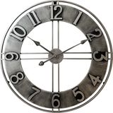 LW Collection wandklok Becka grijs zilver 60cm - grote industriële klok stil uurwerk - Moderne grijze wandklok - Industrieel - Vintage