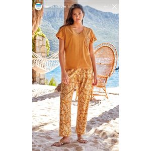 Berrak -Pyjama dames-Pyjama dames volwassenen-Pyjama-Maat S-Mosterdgeel