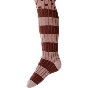 Ribmaillot bruin met vakken, strepen en stippen-92/98