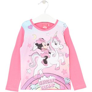 Disney Minnie Mouse Shirt - Lange Mouw - Eenhoorn - Roze - Maat 110