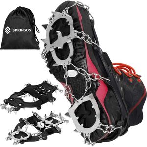 Springos - Sneeuwgripzolen - Sneeuwijzers - Zwart - Anti-Glij Ijzers