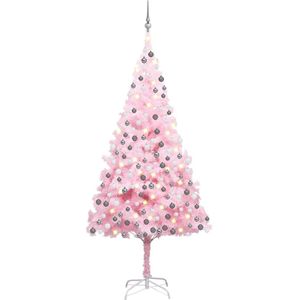 The Living Store Kunstkerstboom - Roze - 210 cm - Met LED-verlichting en kerstdecoraties