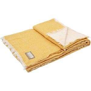 Plaid - 130 x 175cm - 60% Gerecycled katoen - Geel - Woonplaid