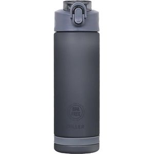 Diller Waterfles met Rietje - Drinkfles - Handig Sluitsysteem  - 750ml  - Zwart - Tritan & BPA-vrij