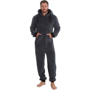 Dik Fleece Hooded Zip Onesie voor Heren - Comfortabele Winterslaapoutfit